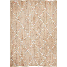 Natural & White Geometric Hand-Braided Jute Rug