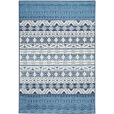 Blue & White Tribal Power-Loomed Indoor/Outdoor Rug