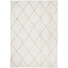 White & Natural Geometric Hand-Braided Jute Rug
