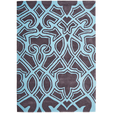 Gothic Tribal Design Smoke Grey and Blue Rug