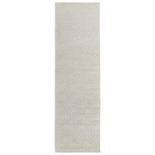 Off White Geometric Power-Loomed Textured Runner