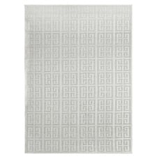 Off White Art Deco Power-Loomed Textured Rug