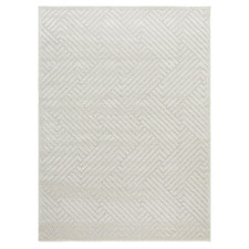 Cream Luxury Power-Loomed Textured Rug