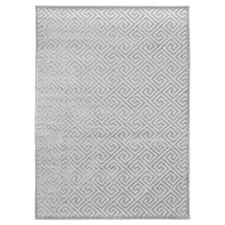 Silver Geometric Power-Loomed Textured Rug