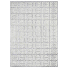 Silver Art Deco Power-Loomed Textured Rug