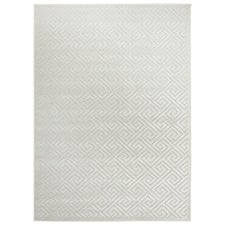Off White Geometric Power-Loomed Textured Rug