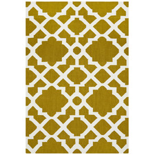 Flat Weave Trellis Design Gold White Rug