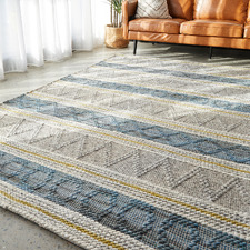 Jean Blue, Yellow & Grey Hand Loomed Rug