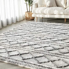 Emilee Natural White Hand Woven Flatweave Wool & Viscose Rug