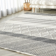 Jerrold Grey Hand Woven Flatweave Wool & Viscose Rug