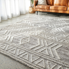 Grey Textured Alva Wool Rug