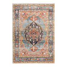 Rust & Blue Power-Loomed Transitional Rug