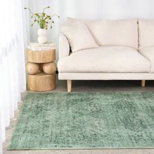 Emerald Green Gemstone Machine Washable Rug