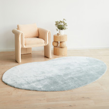 Powder Blue Jelly Bean Machine Washable Rug