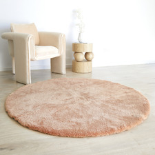 Peach Cleo Ultra Plush Machine Washable Round Rug