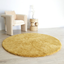 Mustard Cleo Ultra Plush Machine Washable Round Rug