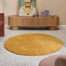 Mustard Cleo Ultra Plush Machine Washable Round Rug