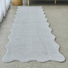 Silver Elsie Wavy Edge Machine Washable Runner
