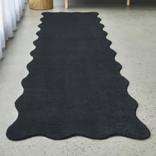 Black Elsie Wavy Edge Machine Washable Runner