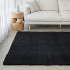 Black Cleo Ultra Plush Machine Washable Rug