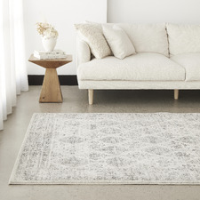 Cream & Grey Transitional Distressed Rug