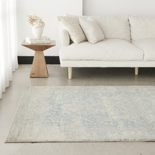 Bone, White & Blue Art Moderne Cezanne Rug