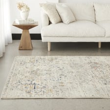 Silver Transitional Vintage-Style Distressed Rug