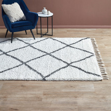Black & Cream Viona Fringed Moroccan Rug