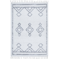 White & Silver Mahdi Berber Power-Loomed Shag Rug