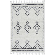 White & Charcoal Chayton Berber Power-Loomed Shag Moroccan Rug