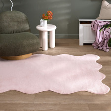 Blush Elsie Wavy Edge Machine Washable Rug