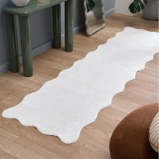 Ivory Elsie Wavy Edge Machine Washable Runner