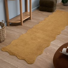 Mustard Elsie Wavy Edge Machine Washable Runner