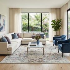 Limerick Stunning Designer Silver Blue Rug