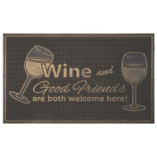 Wine & Good Friends Rubber Doormat