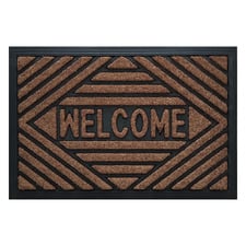 Black Welcome Coconut Coir Doormat