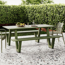 6 Seater Olive Branch Wave II Aluminium Outdoor Dining Bench & Table