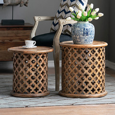 2 Piece Houlton Mango Wood Side Table Set