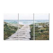 Beach Dunes Stretched Canvas Wall Art Triptych