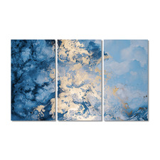 Golden Waves Stretched Canvas Wall Art Triptych