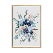 Blue Blooms II Framed Canvas Wall Art