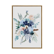 Blue Blooms II Framed Canvas Wall Art