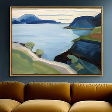 Ocean Hillsides Framed Canvas Wall Art