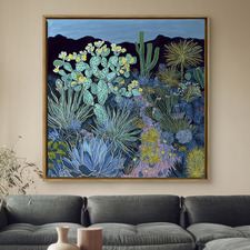 Midnight Cactus Framed Canvas Wall Art