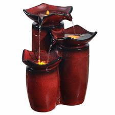 Red Waterfall Outdoor Fountain with LED