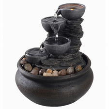 Grey Waterfall Outdoor Fountain with LED