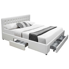 June Faux Leather Bed Frame with 4 Drawers