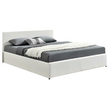 White Makoto Faux Leather Gas Lift Storage Bed Frame