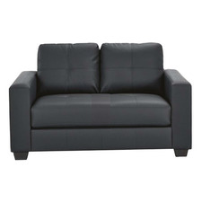Black Chariton 2 Seater Faux Leather Sofa