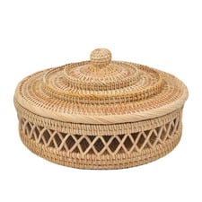 Toro Hollow Rattan Storage Basket with Lid